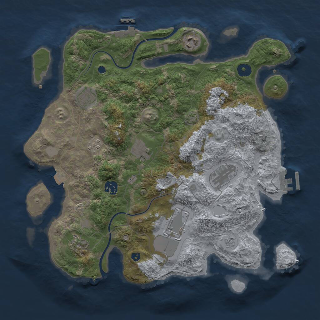 Rust Map: Procedural Map, Size: 3500, Seed: 704832899, 14 Monuments