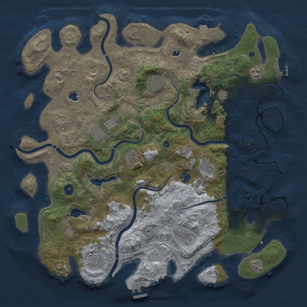Rust Map: Procedural Map, Size: 4500, Seed: 1335854015, 17 Monuments