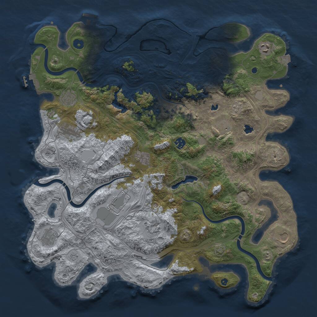 Rust Map: Procedural Map, Size: 4500, Seed: 121738848, 17 Monuments