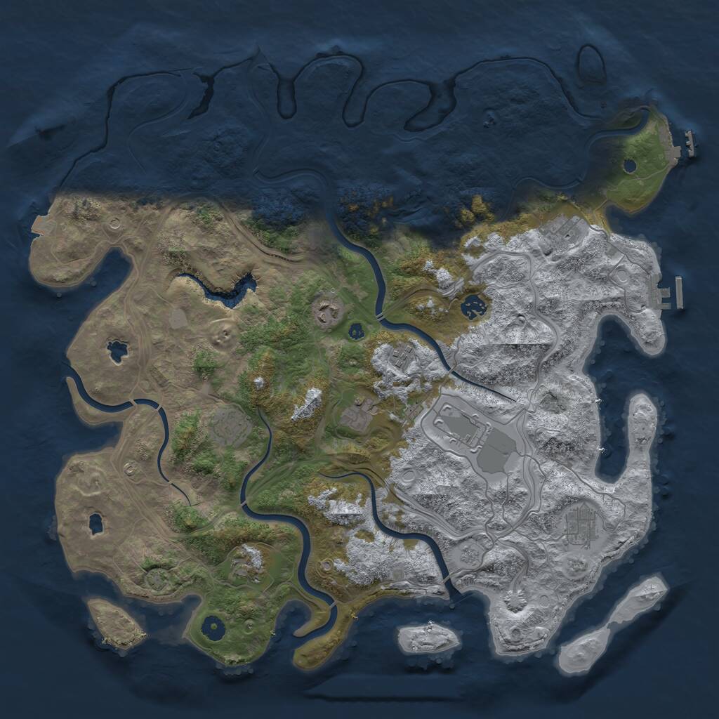Rust Map: Procedural Map, Size: 4500, Seed: 1018038383, 15 Monuments