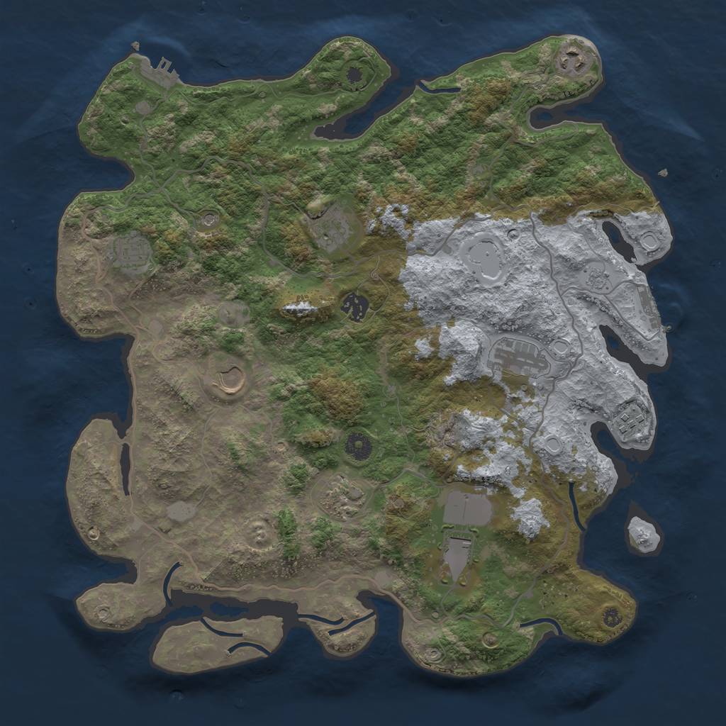 Rust Map: Procedural Map, Size: 4000, Seed: 1816239874, 18 Monuments