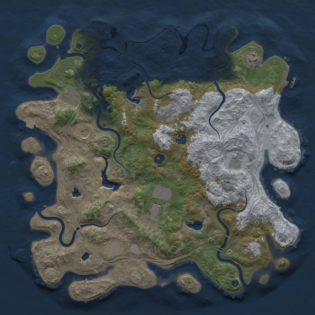 Rust Map: Procedural Map, Size: 4500, Seed: 2018943715, 16 Monuments