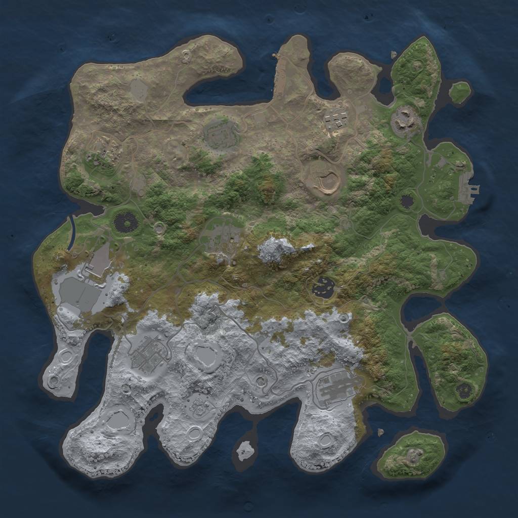 Rust Map: Procedural Map, Size: 3500, Seed: 1742202303, 19 Monuments