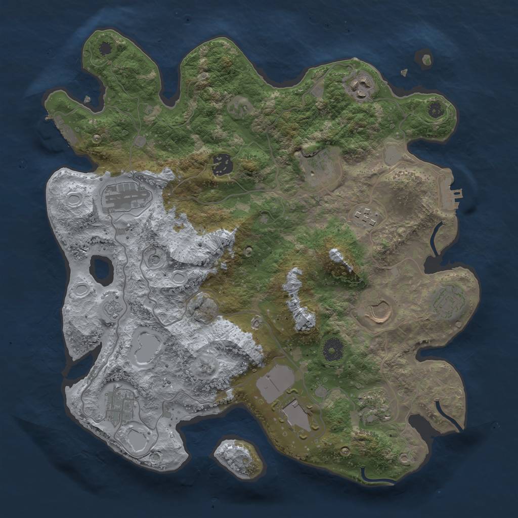 Rust Map: Procedural Map, Size: 3500, Seed: 1273603296, 19 Monuments