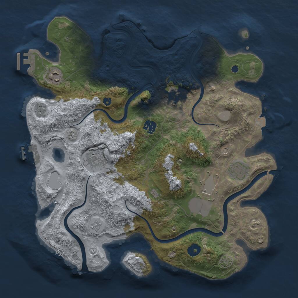 Rust Map: Procedural Map, Size: 3500, Seed: 1273603296, 13 Monuments