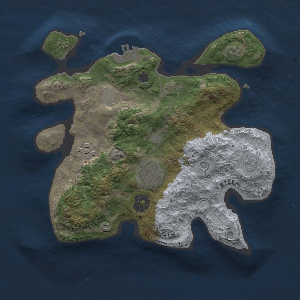 Rust Map: Procedural Map, Size: 2500, Seed: 23423556, 10 Monuments