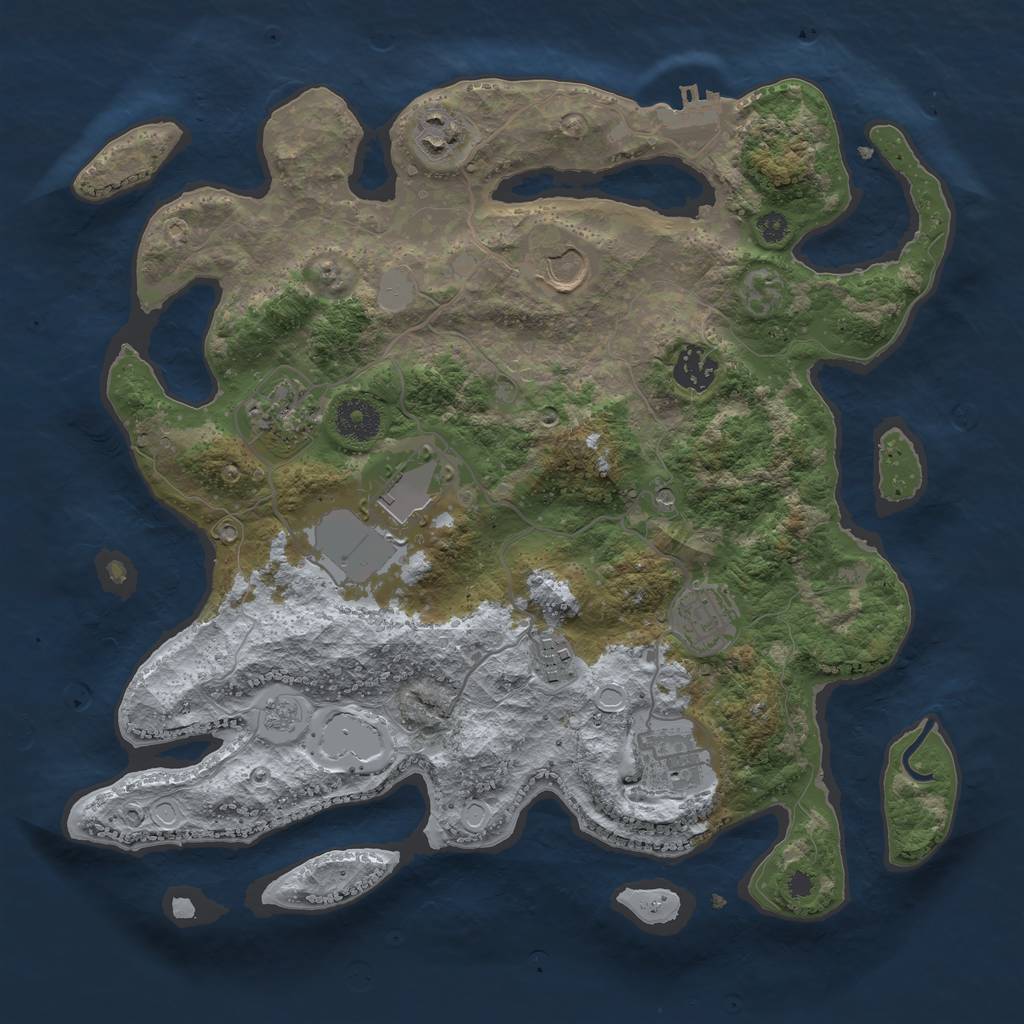 Rust Map: Procedural Map, Size: 3500, Seed: 7458755, 16 Monuments