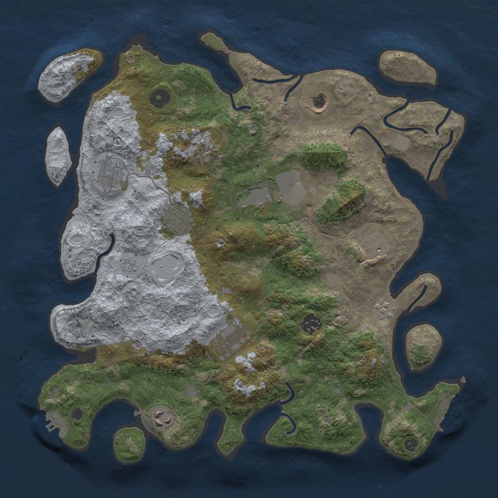 Rust Map: Procedural Map, Size: 3850, Seed: 530463164, 19 Monuments