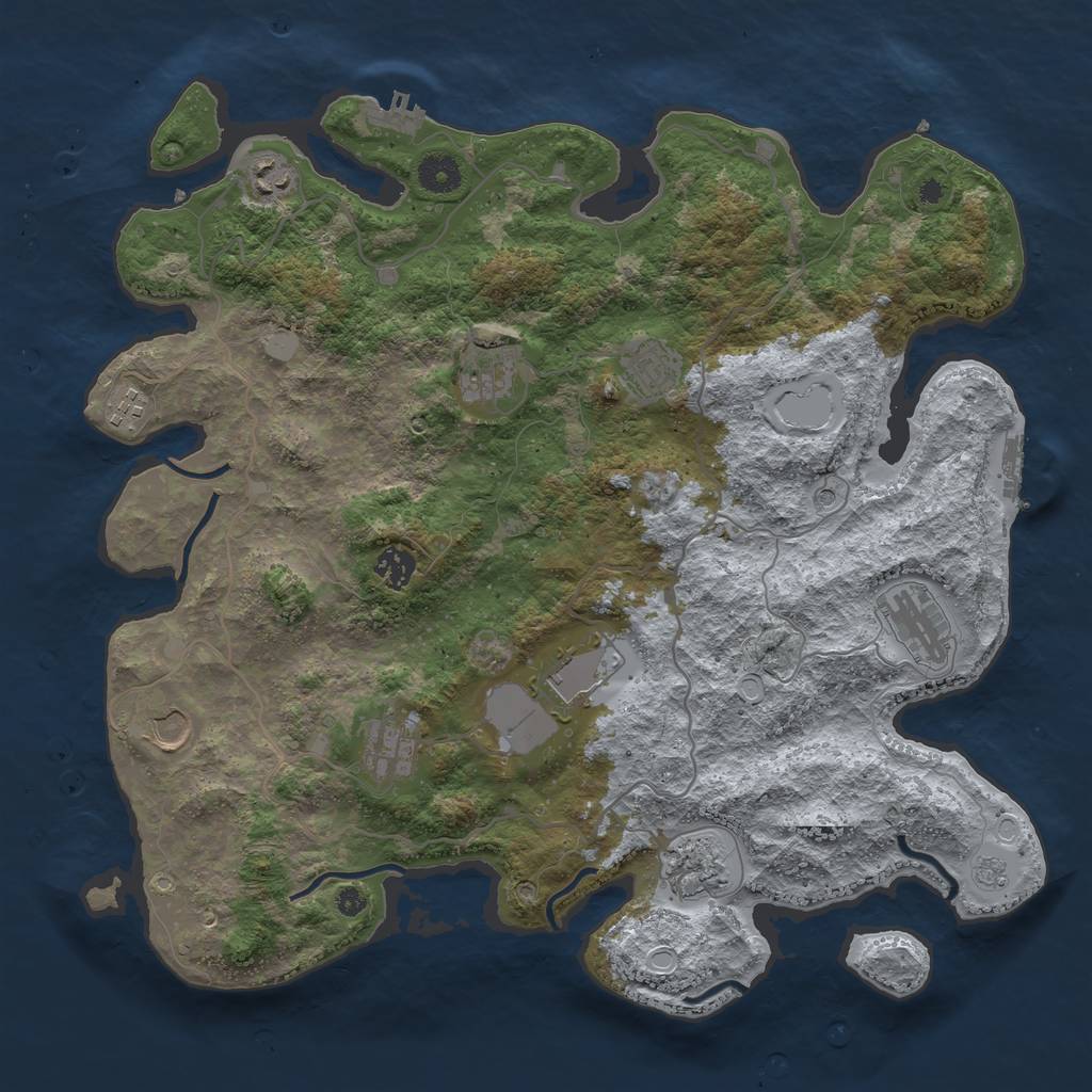 Rust Map: Procedural Map, Size: 4000, Seed: 943177, 19 Monuments