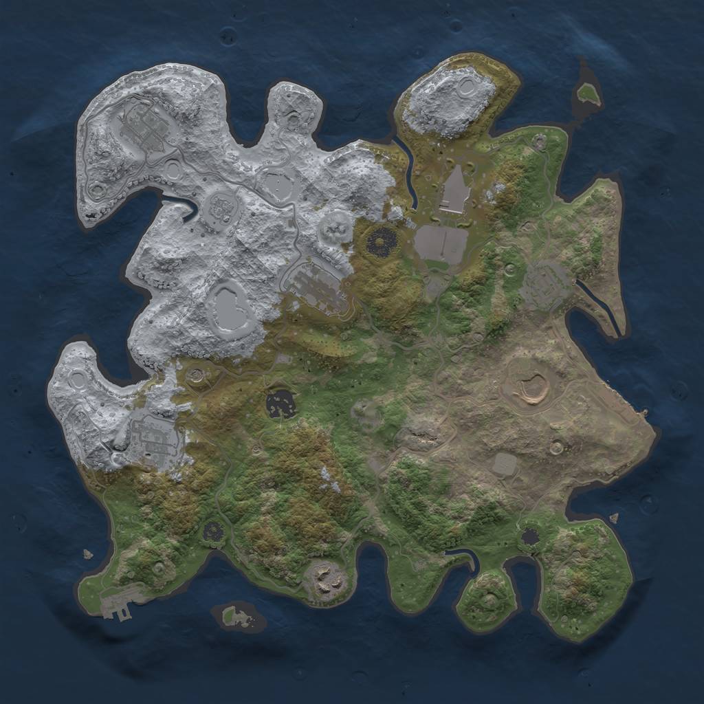 Rust Map: Procedural Map, Size: 3500, Seed: 226437165, 17 Monuments