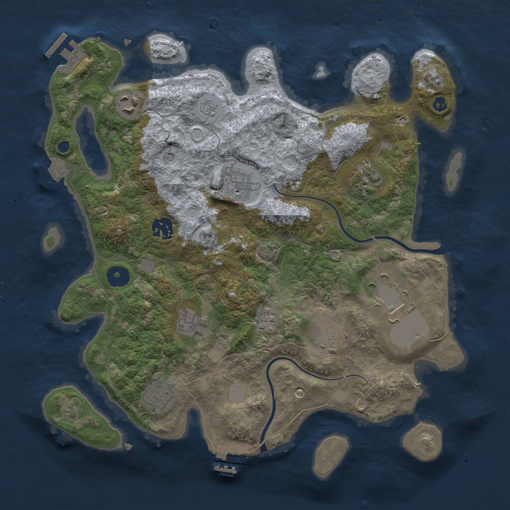 Rust Map: Procedural Map, Size: 3500, Seed: 7458757, 15 Monuments