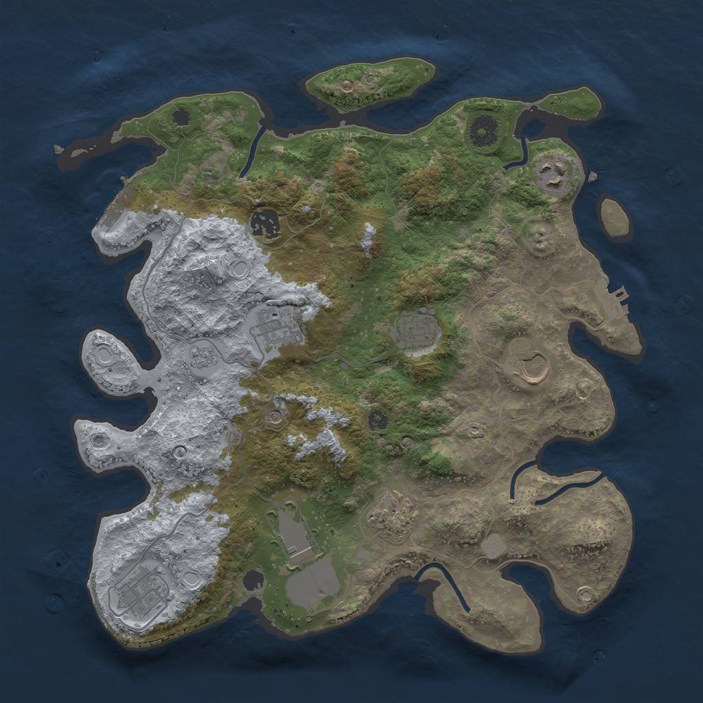Rust Map: Procedural Map, Size: 3500, Seed: 563846, 17 Monuments