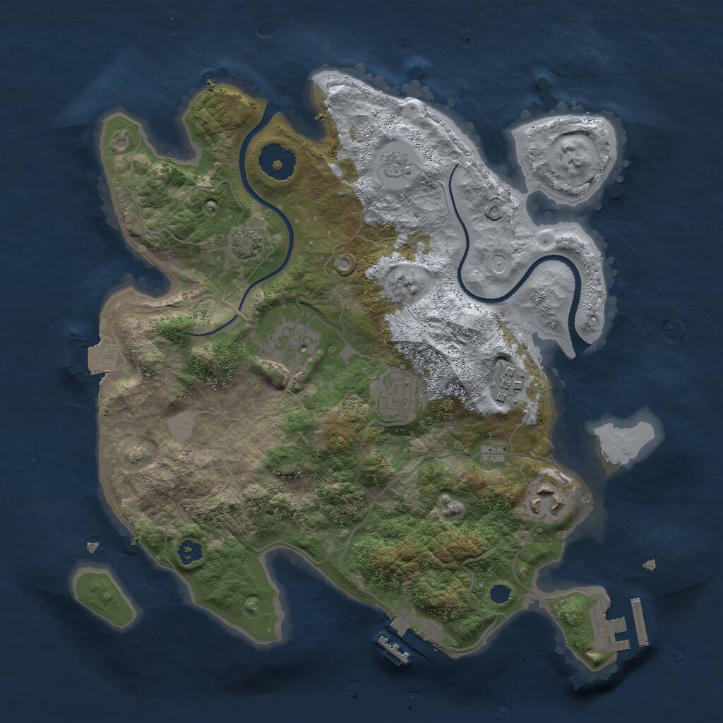 Rust Map: Procedural Map, Size: 3000, Seed: 3134373, 9 Monuments