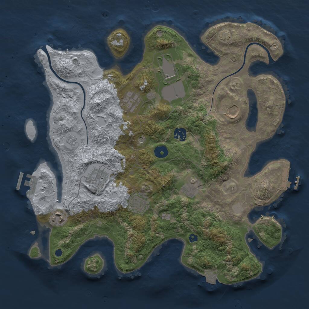 Rust Map: Procedural Map, Size: 3500, Seed: 197909731, 14 Monuments