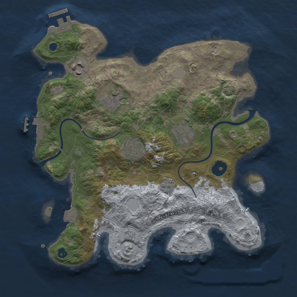 Rust Map: Procedural Map, Size: 3000, Seed: 15858, 10 Monuments