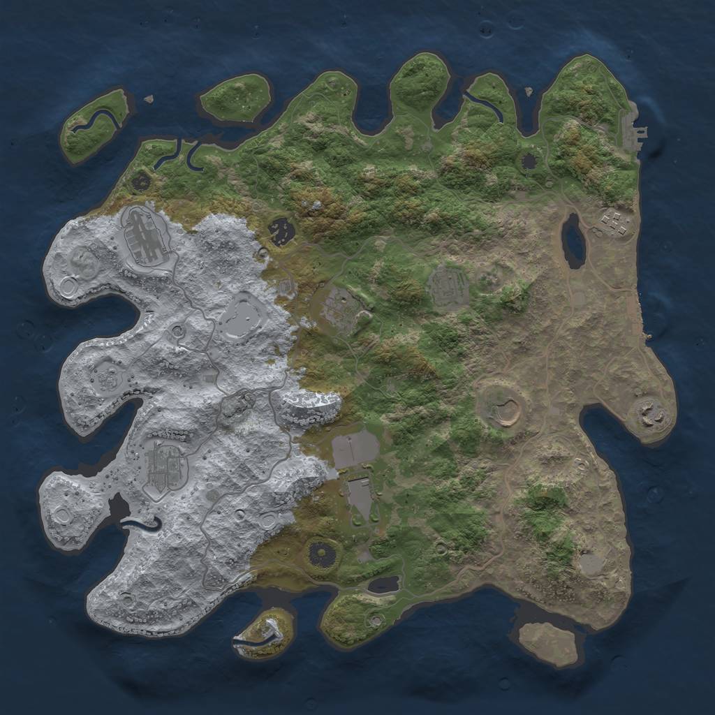 Rust Map: Procedural Map, Size: 4000, Seed: 601056, 18 Monuments