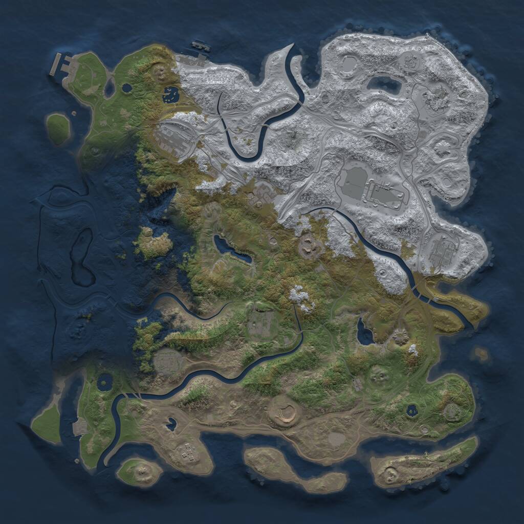 Rust Map: Procedural Map, Size: 4500, Seed: 439623122, 17 Monuments