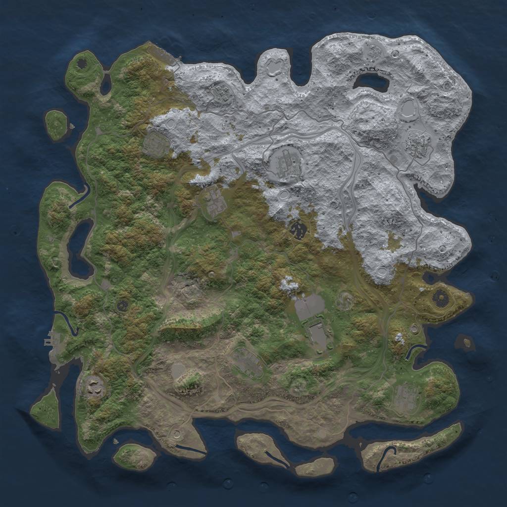 Rust Map: Procedural Map, Size: 4500, Seed: 439623122, 19 Monuments