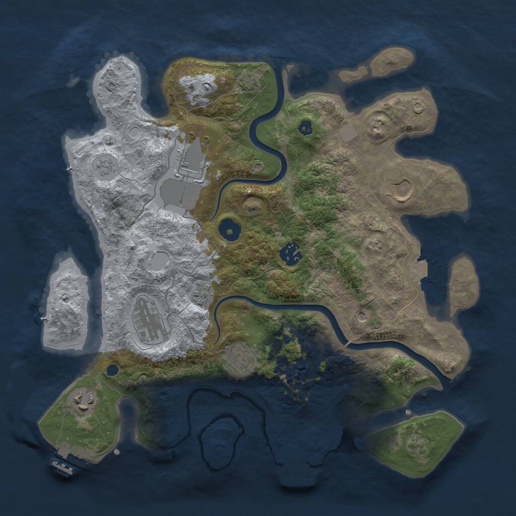 Rust Map: Procedural Map, Size: 3500, Seed: 285282641, 13 Monuments