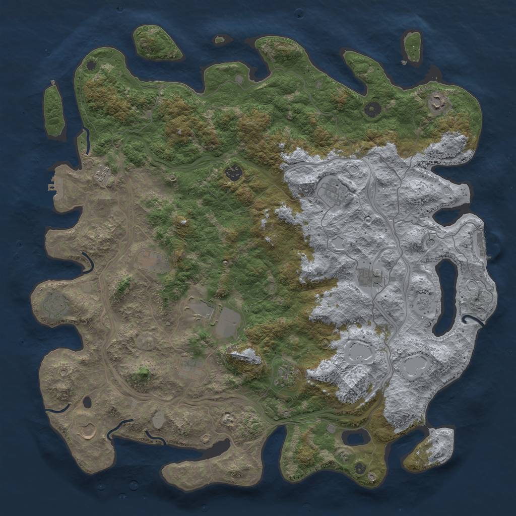 Rust Map: Procedural Map, Size: 4800, Seed: 1164168911, 20 Monuments