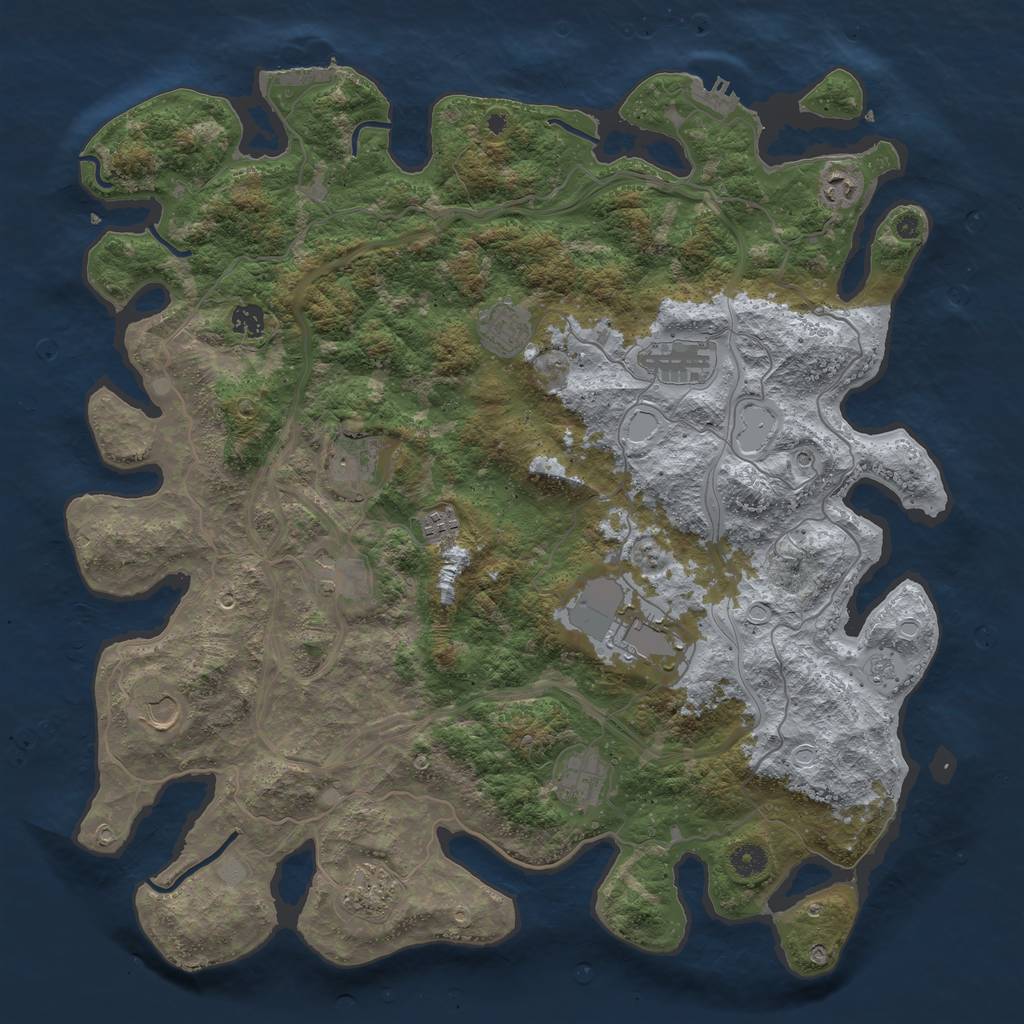 Rust Map: Procedural Map, Size: 4500, Seed: 100000, 20 Monuments