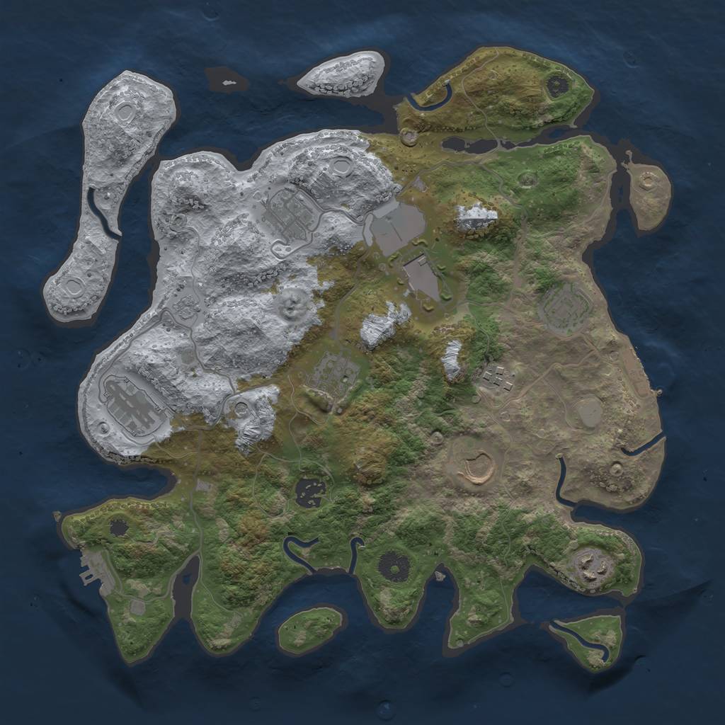 Rust Map: Procedural Map, Size: 3500, Seed: 6395, 18 Monuments