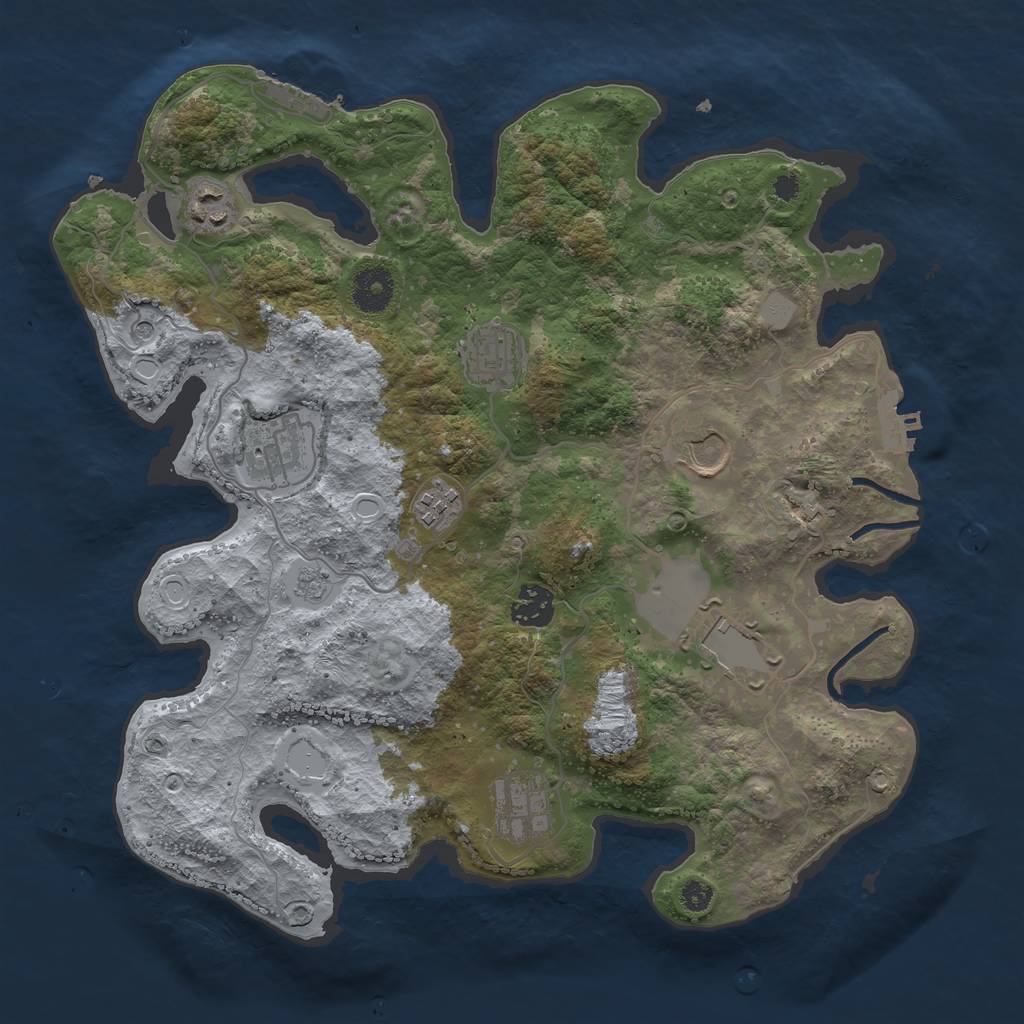 Rust Map: Procedural Map, Size: 3500, Seed: 536022531, 17 Monuments