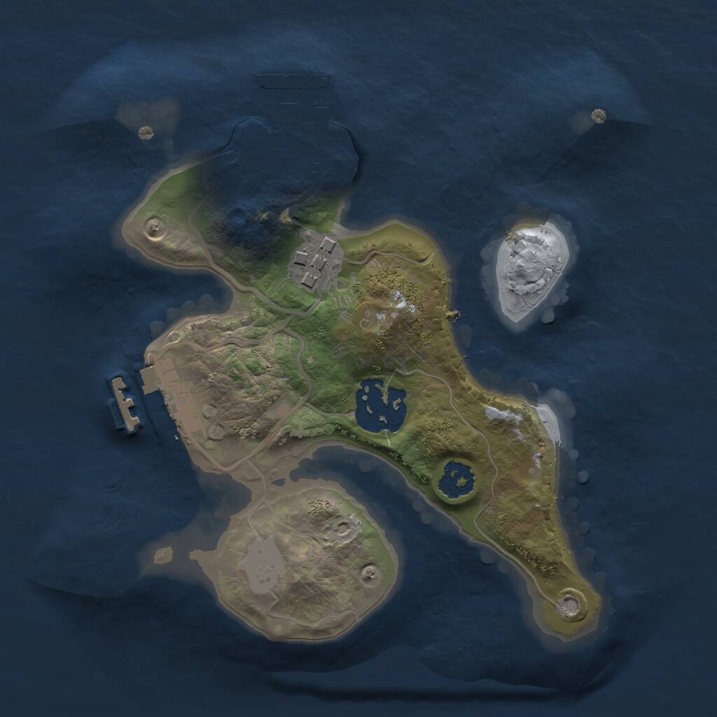 Rust Map: Procedural Map, Size: 2000, Seed: 2057781321, 5 Monuments