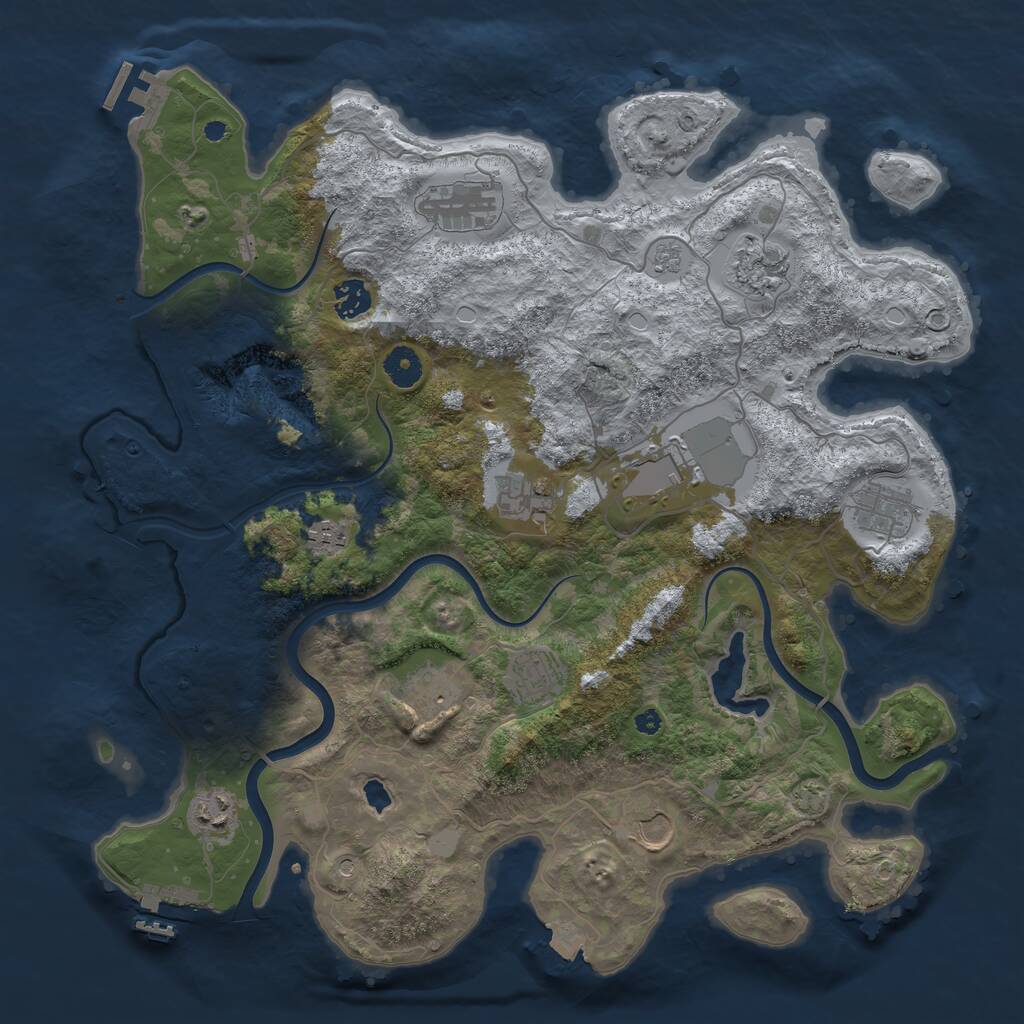 Rust Map: Procedural Map, Size: 4000, Seed: 420861, 17 Monuments