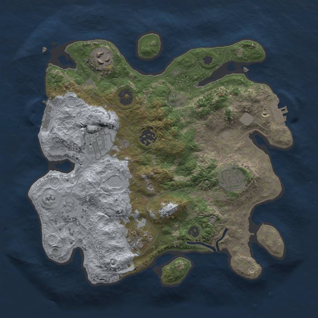 Rust Map: Procedural Map, Size: 3000, Seed: 278801345, 14 Monuments