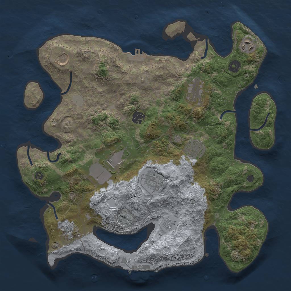 Rust Map: Procedural Map, Size: 3500, Seed: 19632, 16 Monuments