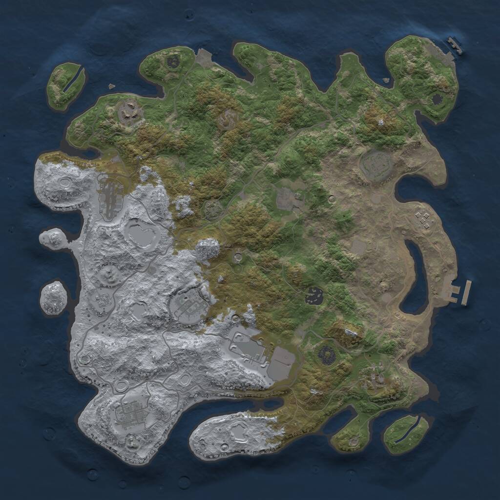 Rust Map: Procedural Map, Size: 4000, Seed: 204773, 16 Monuments