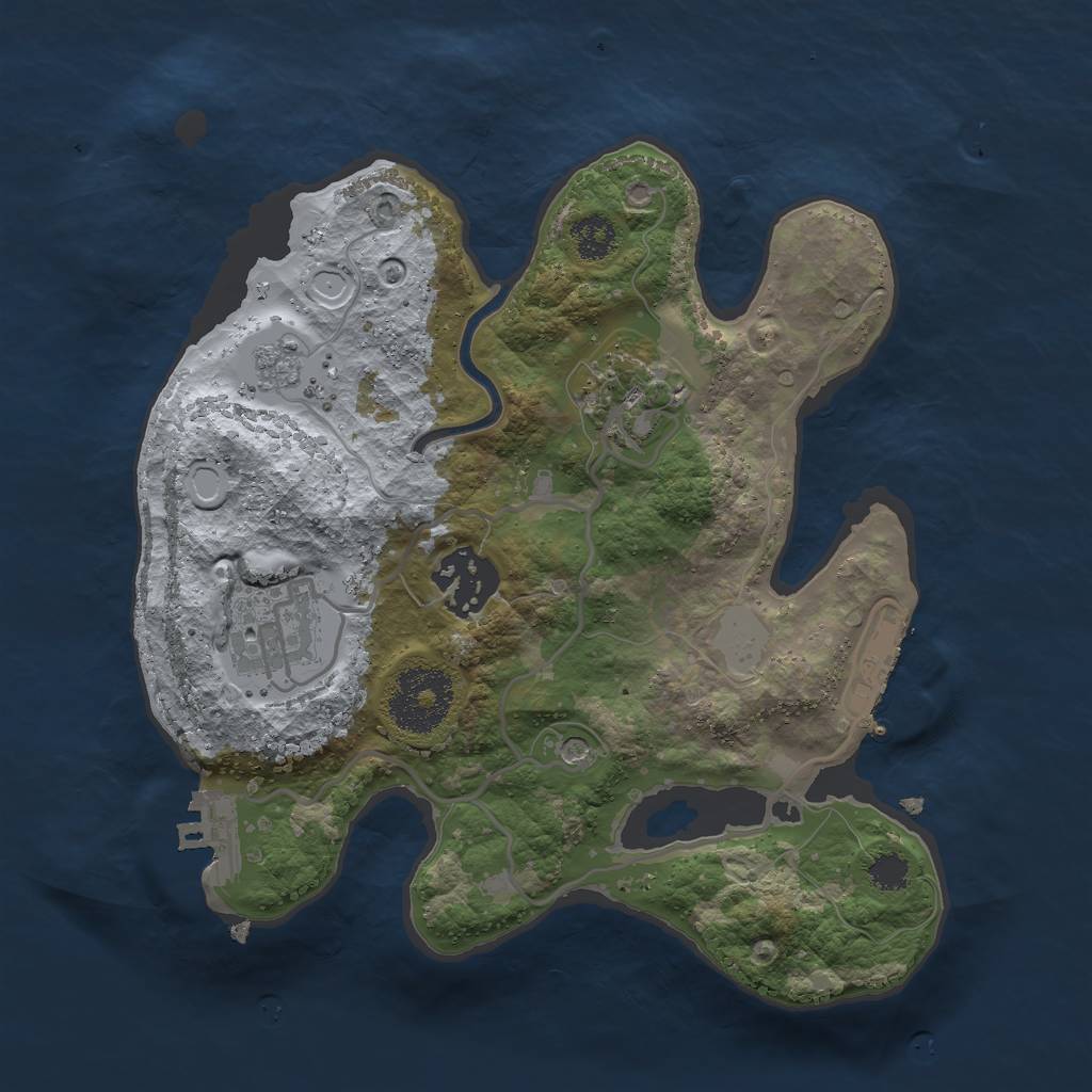 Rust Map: Procedural Map, Size: 2500, Seed: 2084455811, 12 Monuments
