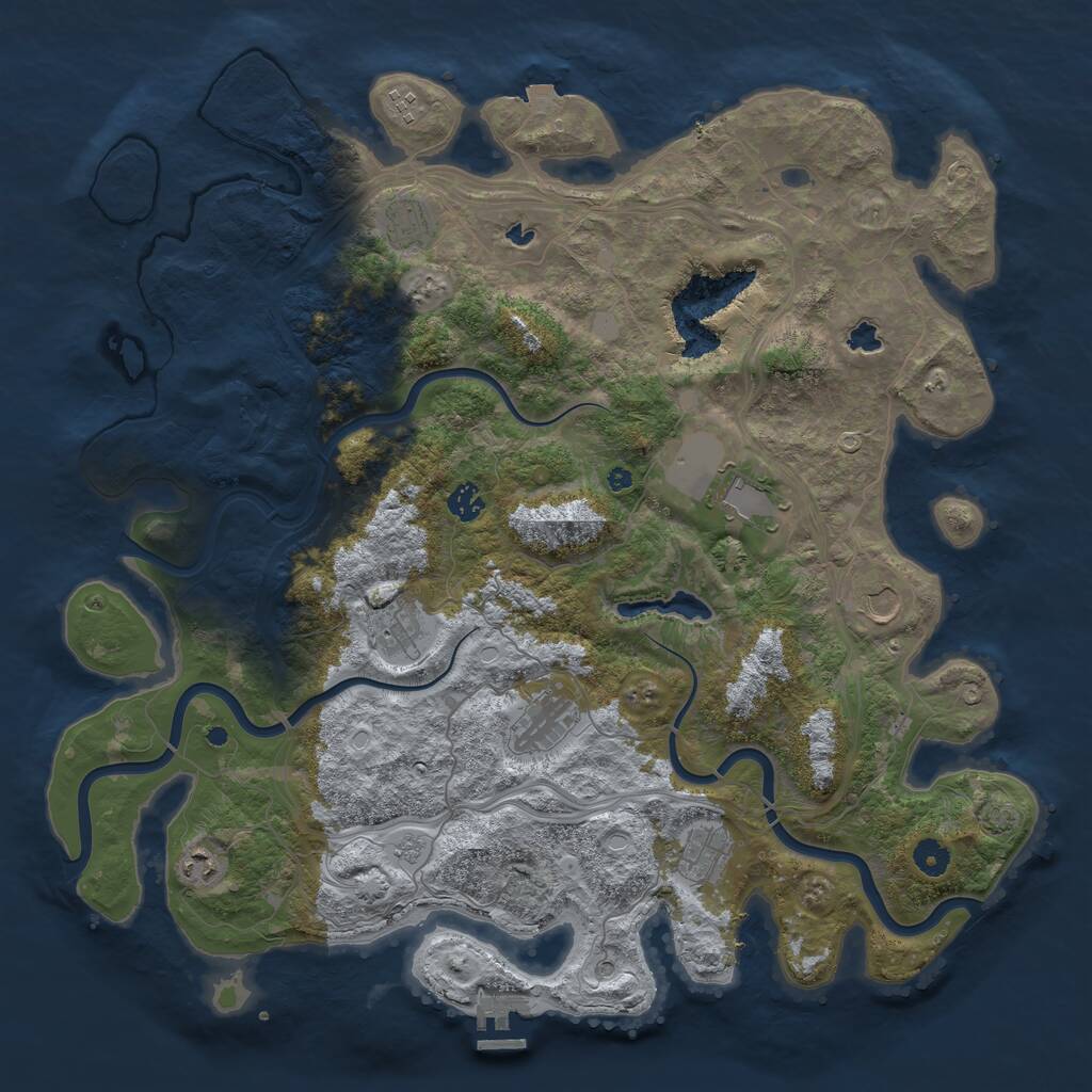 Rust Map: Procedural Map, Size: 4500, Seed: 19012019, 14 Monuments