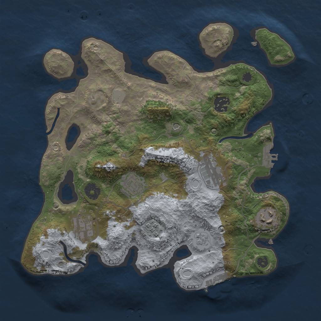 Rust Map: Procedural Map, Size: 3000, Seed: 1841558308, 15 Monuments