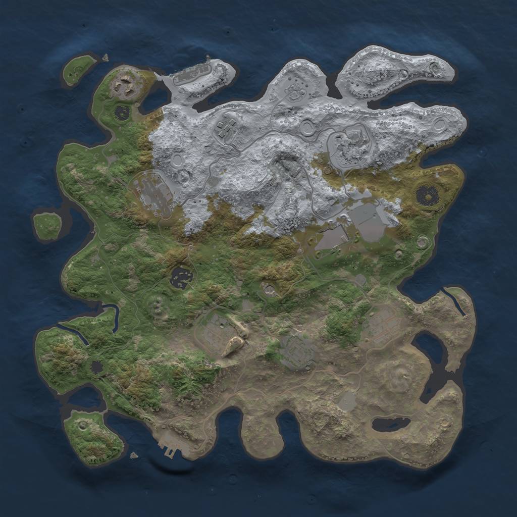 Rust Map: Procedural Map, Size: 3500, Seed: 6945654, 18 Monuments