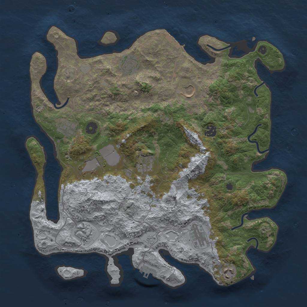 Rust Map: Procedural Map, Size: 3800, Seed: 257517955, 18 Monuments