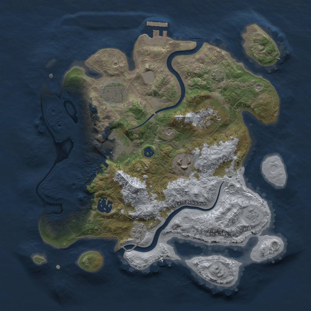 Rust Map: Procedural Map, Size: 3000, Seed: 4173, 11 Monuments