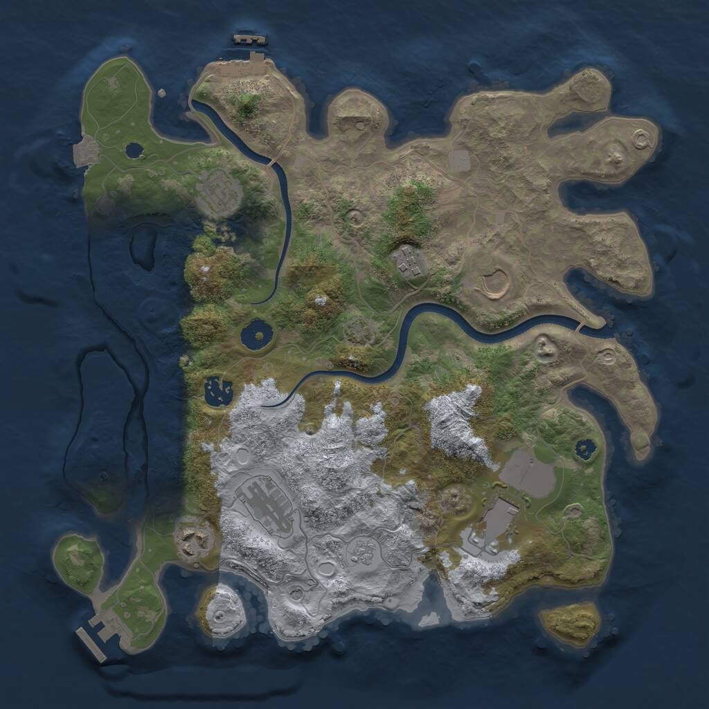 Rust Map: Procedural Map, Size: 3500, Seed: 632505958, 13 Monuments