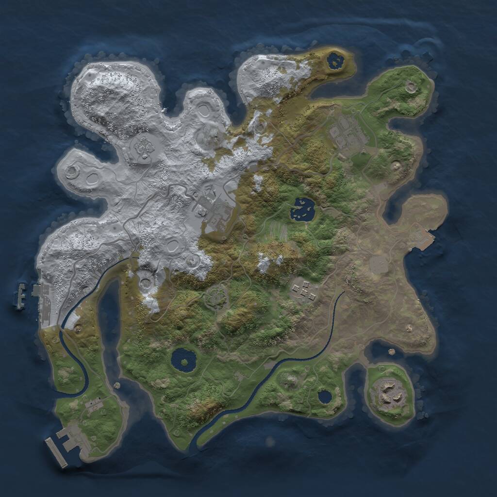 Rust Map: Procedural Map, Size: 3000, Seed: 1397748988, 11 Monuments
