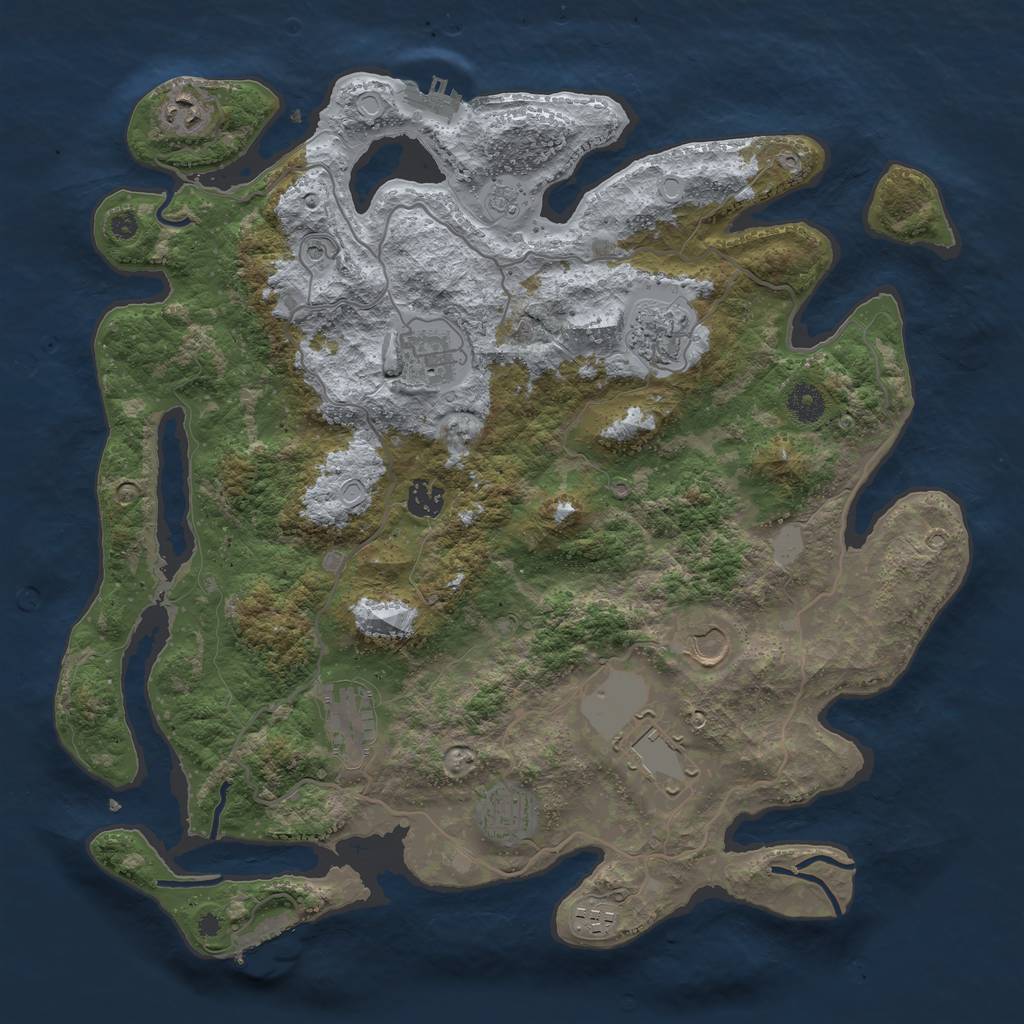 Rust Map: Procedural Map, Size: 4000, Seed: 7452, 18 Monuments
