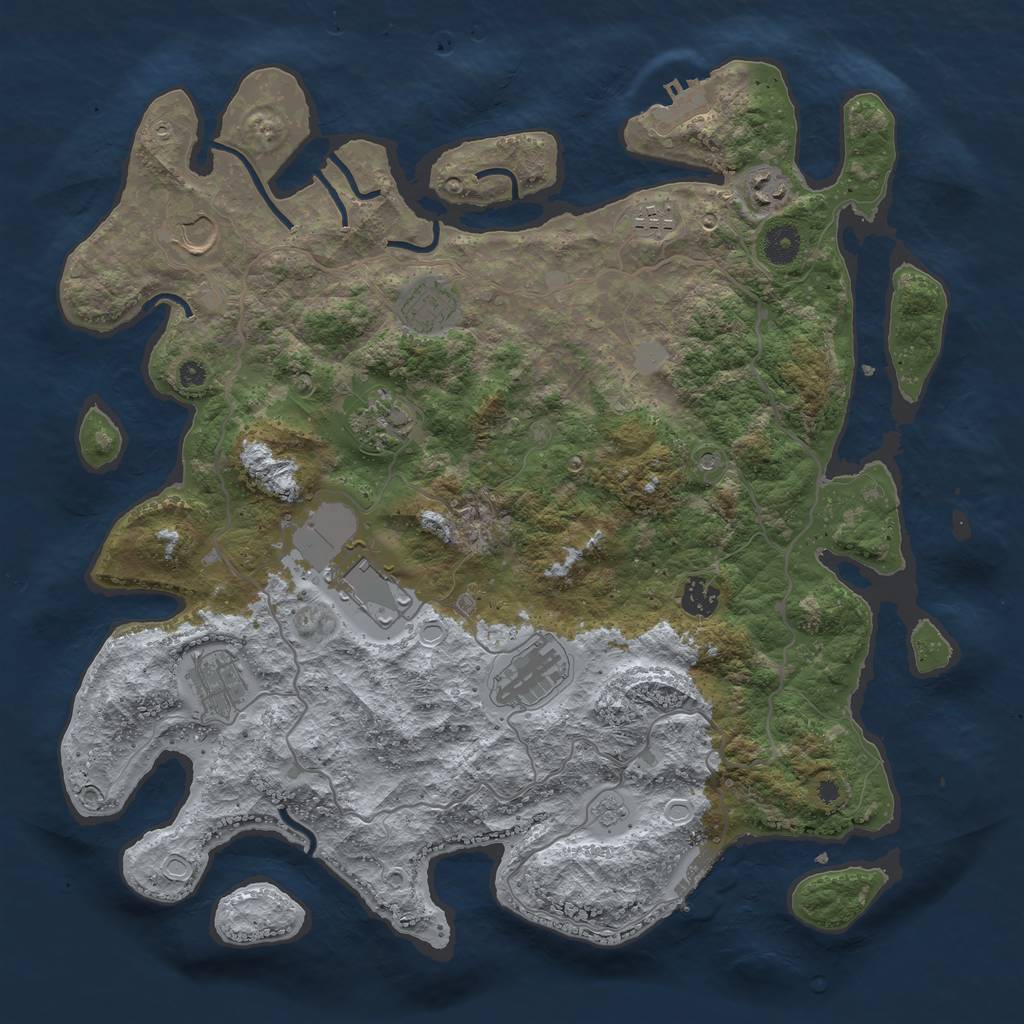 Rust Map: Procedural Map, Size: 4000, Seed: 4216, 18 Monuments