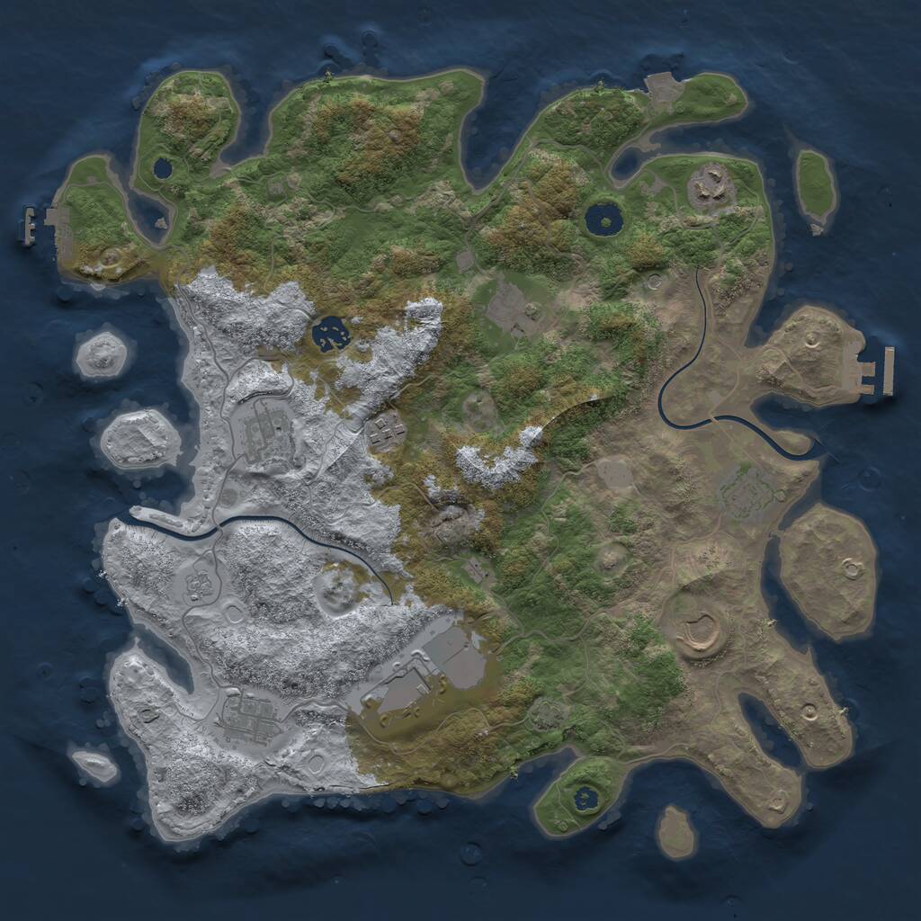 Rust Map: Procedural Map, Size: 3850, Seed: 597794852, 15 Monuments
