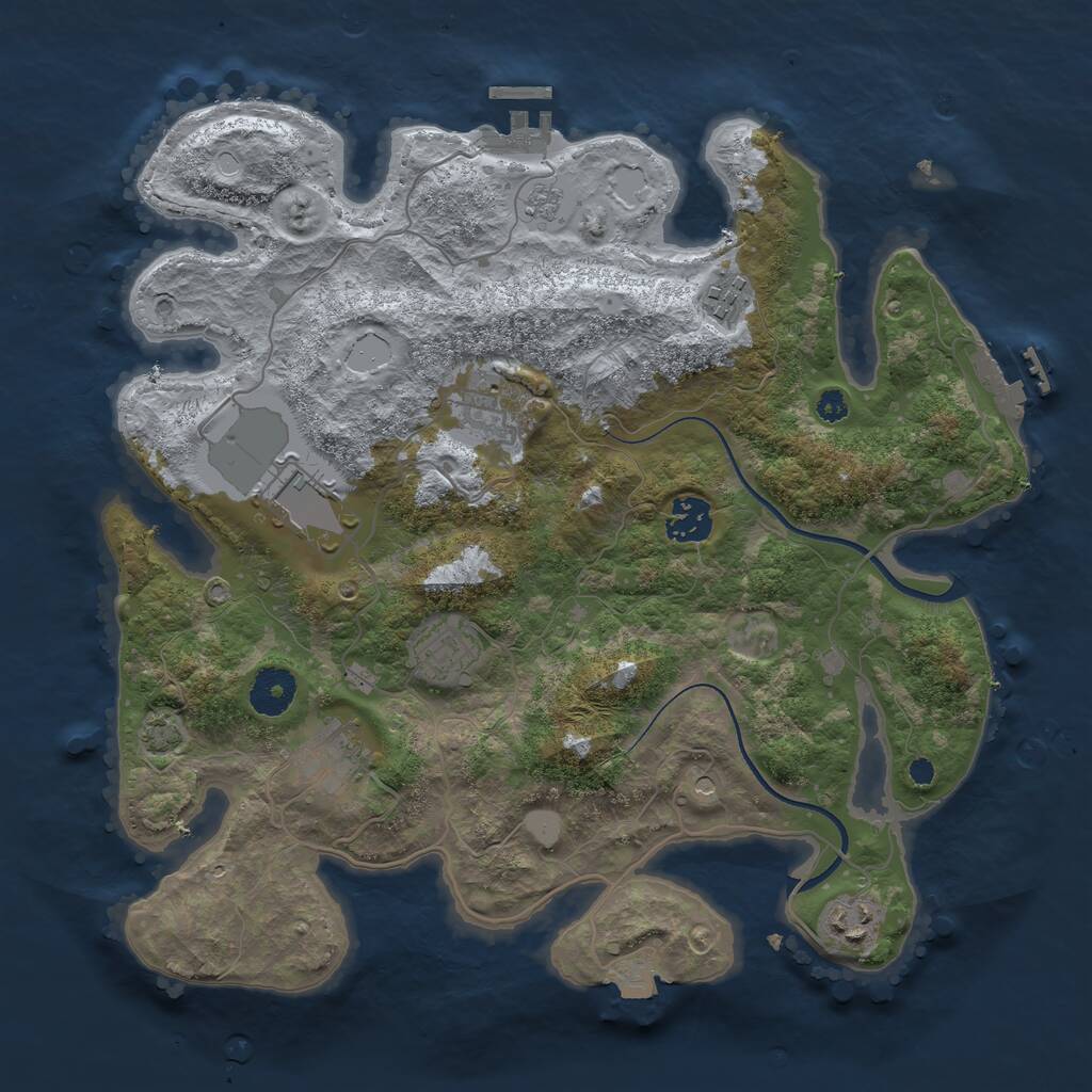 Rust Map: Procedural Map, Size: 3500, Seed: 241085, 13 Monuments