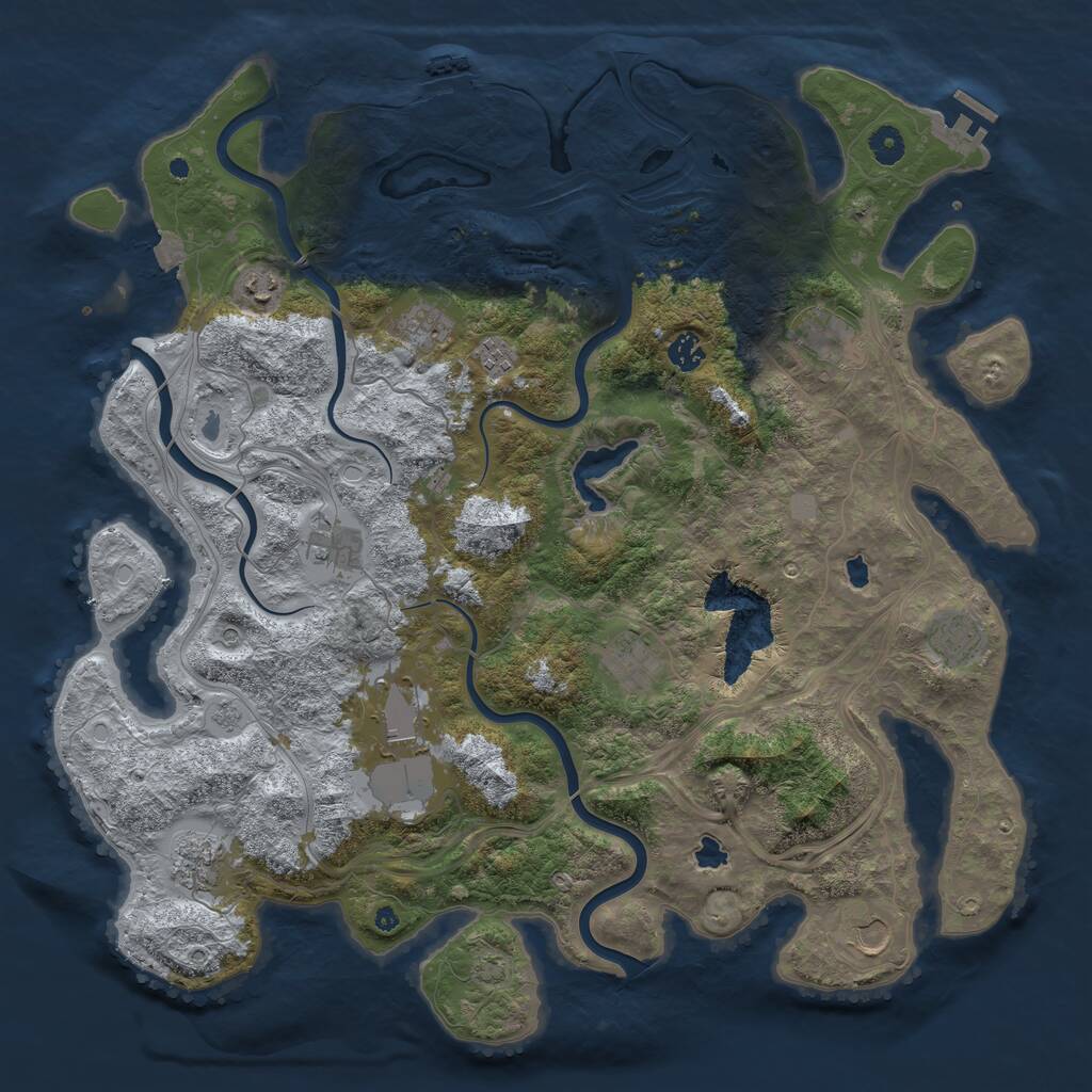 Rust Map: Procedural Map, Size: 4500, Seed: 1851944233, 17 Monuments