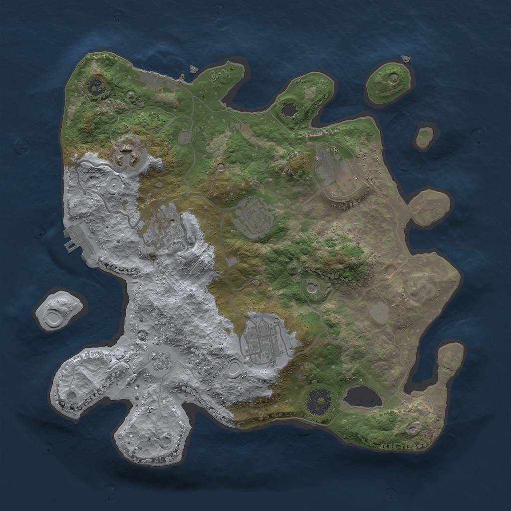 Rust Map: Procedural Map, Size: 3000, Seed: 19116, 14 Monuments
