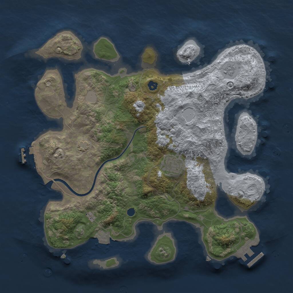 Rust Map: Procedural Map, Size: 3000, Seed: 844654651, 6 Monuments