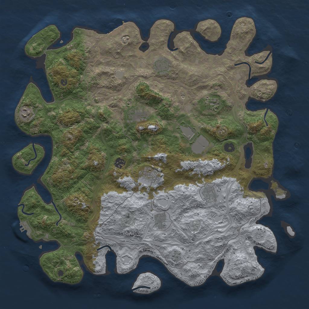 Rust Map: Procedural Map, Size: 4500, Seed: 14388390, 19 Monuments