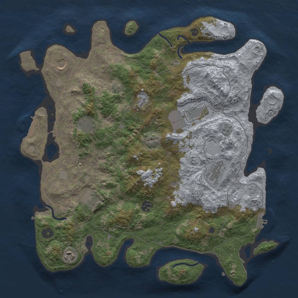 Rust Map: Procedural Map, Size: 4000, Seed: 120985859, 18 Monuments