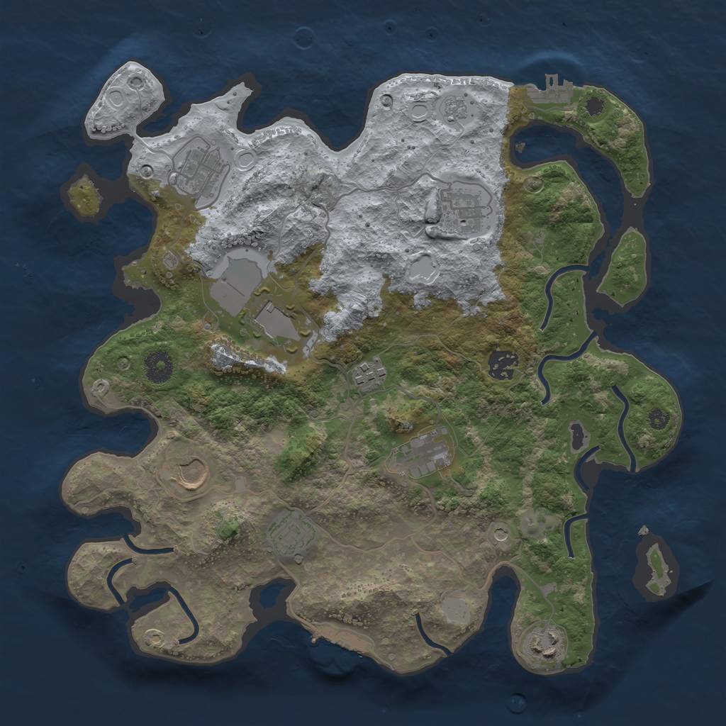 Rust Map: Procedural Map, Size: 3500, Seed: 68604138, 18 Monuments